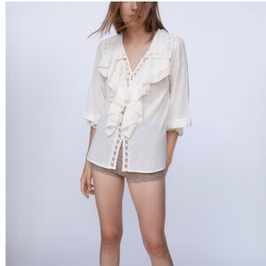 Cream Ruffled Blouse